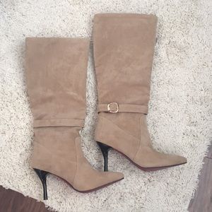 Tan Suede Knee High Boots